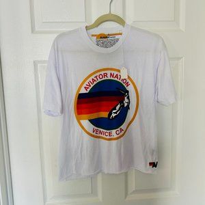 NWT - Aviator Nation - Women's SIGNATURE BOYFRIEND TEE - White - Large